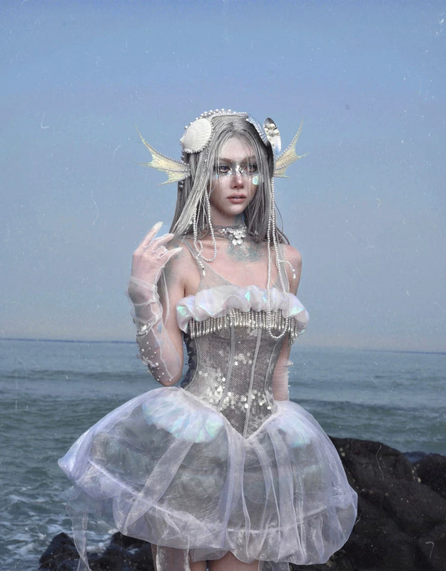 Heavy Industry Sequins Polarized Fishbone Jellyfish Holiday Dress Christmas