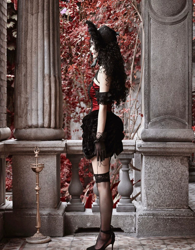 Duchess gothic spiderweb heavy industry court slimming strap dress christmas