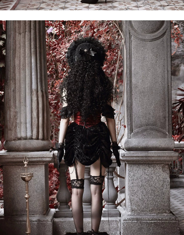 Duchess gothic spiderweb heavy industry court slimming strap dress christmas