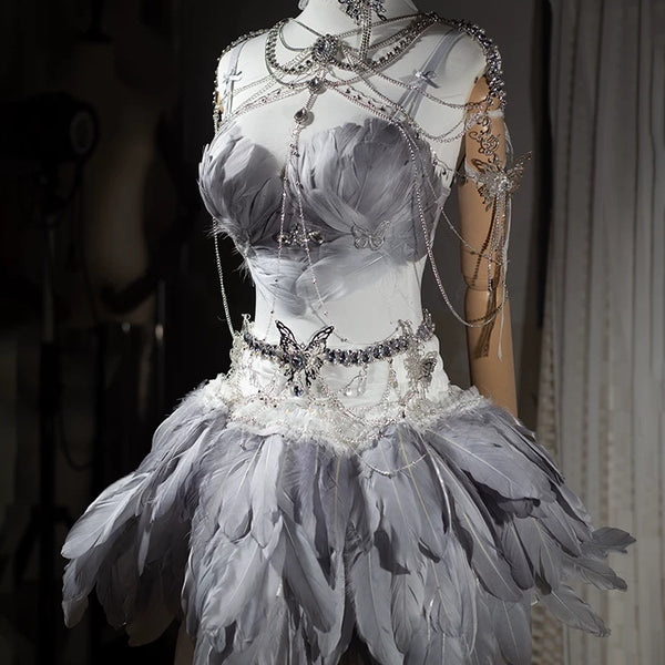 Electronic music festival european and american dj nightclub bar disco performance ds performance angel photo feather suit