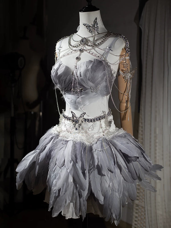 Electronic music festival european and american dj nightclub bar disco performance ds performance angel photo feather suit