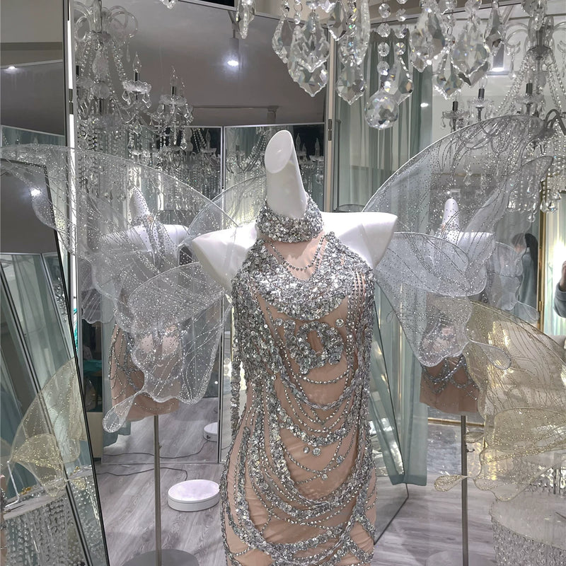 Handmade personalized rhinestone birthday elegant socialite halterbackless taylor swift same style dress