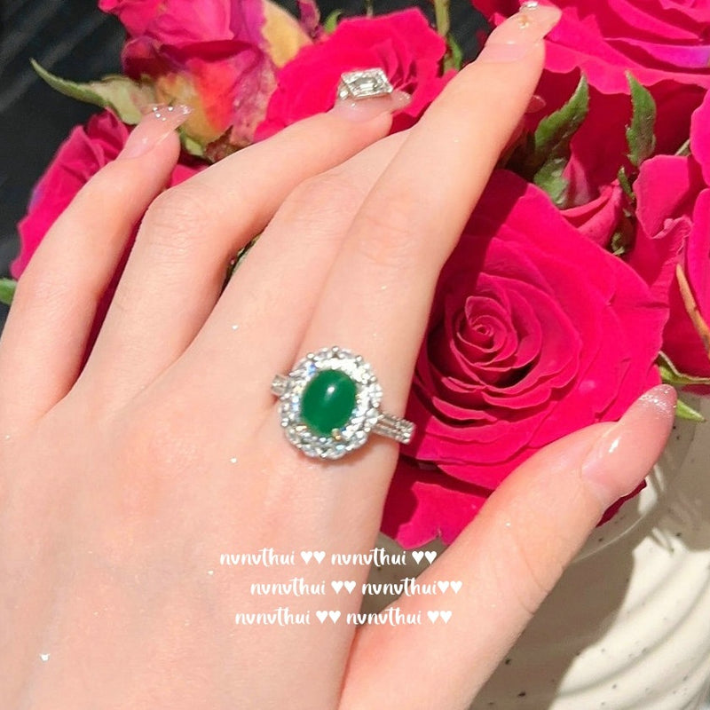 White Moonlight Litchi Frozen Jade Gemstone Bracelet Water Spirit Water Spirit White Jade Gemstone Agate Flower Ring New Chinese Style