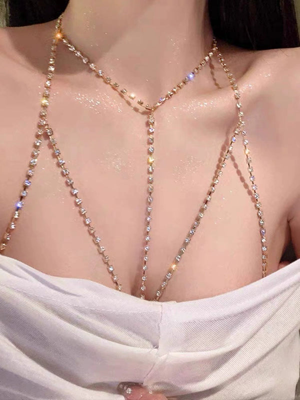 Breast chain Body chain Sweet cool necklace with jewelry Titanium steel does not fade Sexy bikini swimsuit Beach pure lust