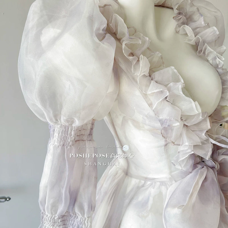 High-end custom-made iris heart thoughts·her lifelong dream jade smoky purple birthday dress