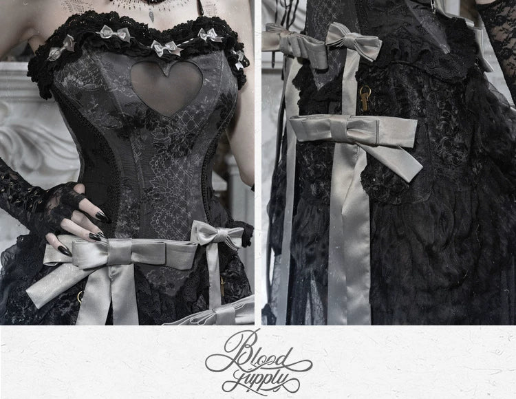Cupid's box: rococo corset dress with fishbone bust – slim-fit halloween long dress
