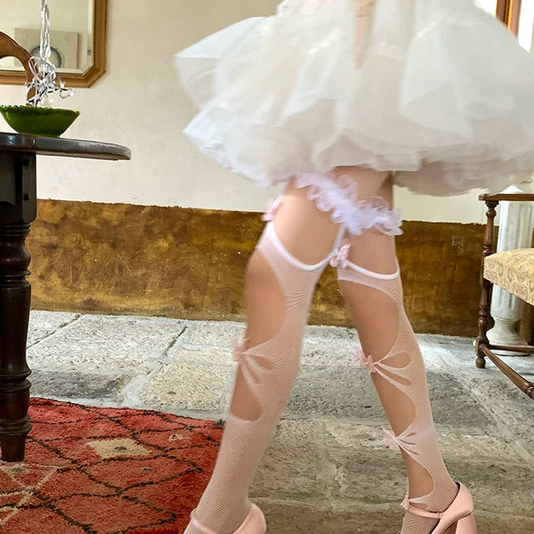 Fashion niche private photo anklet butterfly white lace pattern cute sexy lolita pantyhose