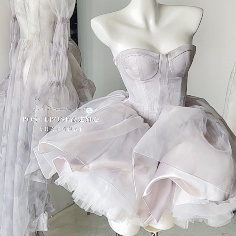 High-end custom-made iris heart thoughts·her lifelong dream jade smoky purple birthday dress