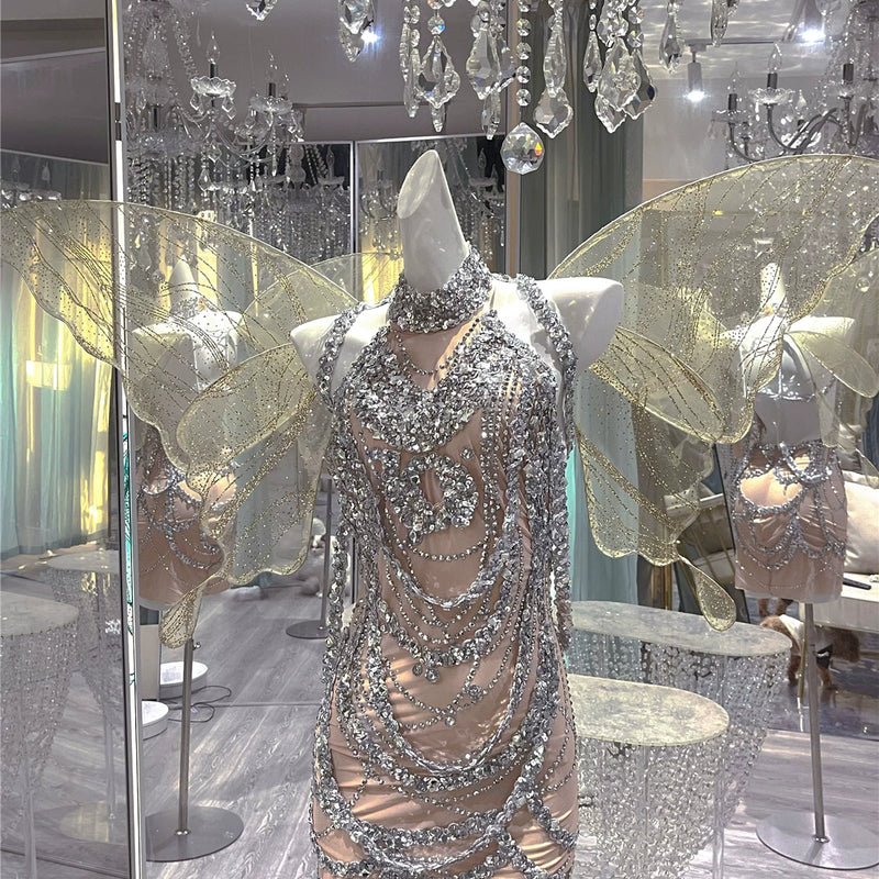 Handmade personalized rhinestone birthday elegant socialite halterbackless taylor swift same style dress