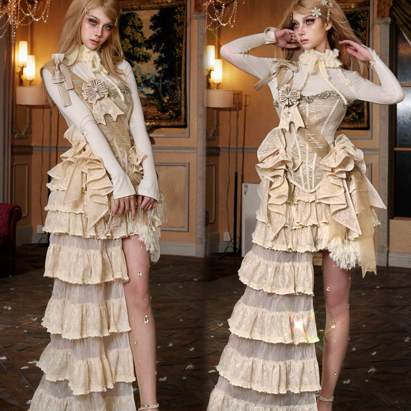 Flash Diamond Fishbone Dinner Dress Corset Dress Christmas Winter