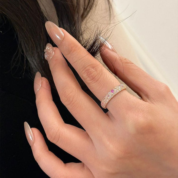 French Premium Diamond Donut Ring Female Super Fairy Sweet Wind Ring Light Luxury Niche Design Index Finger Ring