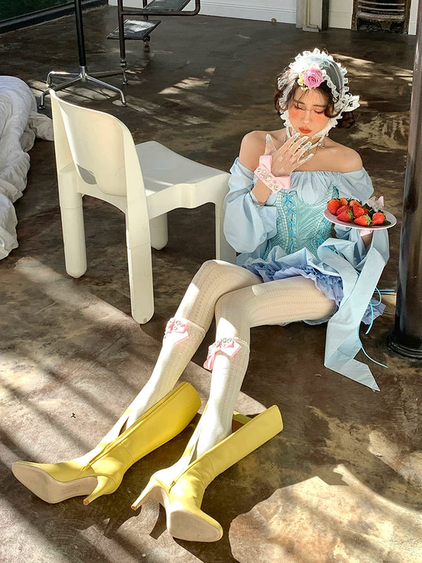 Fashion Niche Spring Summer Palace Gorgeous Textured Glossy Ribbon Inlaid Gemstone Lace Velvet Jewelry Gloves