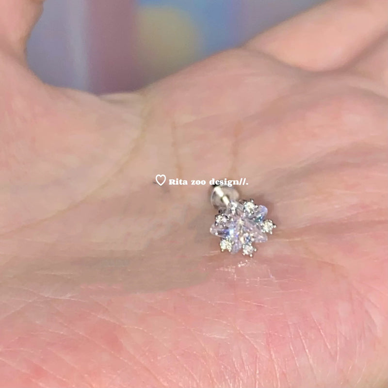 Starry Sky~Bling Stereoscopic Star Bundle Micro inlaid Exquisite Zircon Ear Bone Cochlear Nail Female