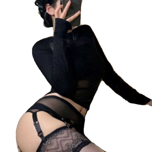 Pure desire black thin legs high tube oily stockings seduction retro lace lace knee thin stockings