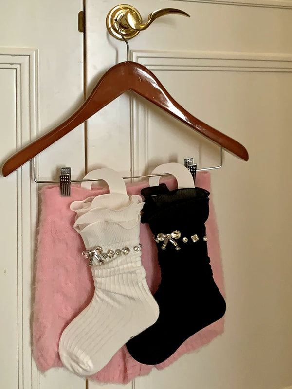 Fashion Original Design Ballet Wind Flash Diamond JK Socks Women's Medium Tube Lolita Socks Japanese Can College Wind Socks