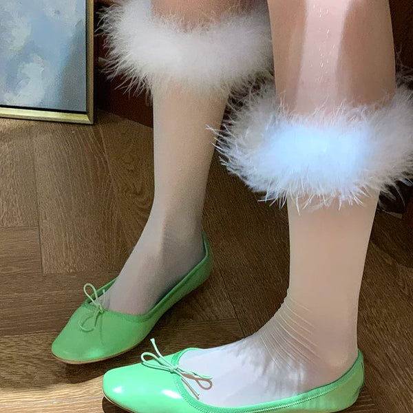 Fashion original design, spring short socks Spice girl fluffy socks medium tube socks Sweet girl college style white