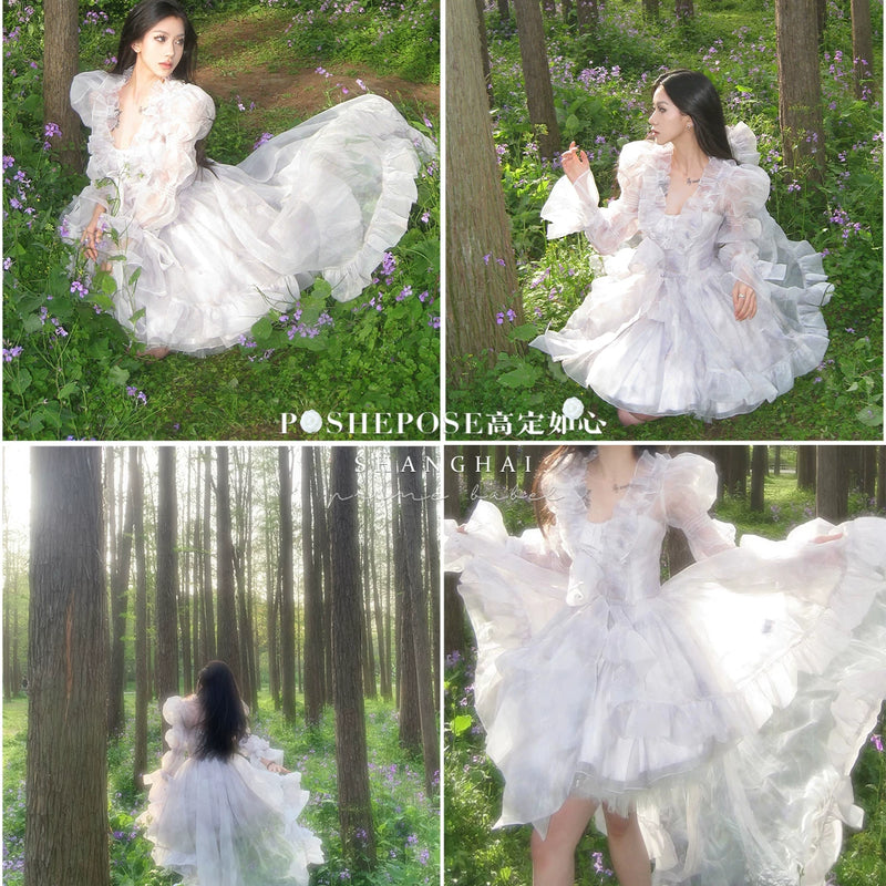High-end custom-made iris heart thoughts·her lifelong dream jade smoky purple birthday dress