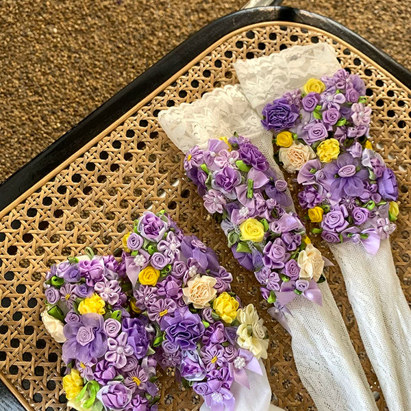 Fashion niche dream absolute purple bow cotton sweet art French retro stacking socks children