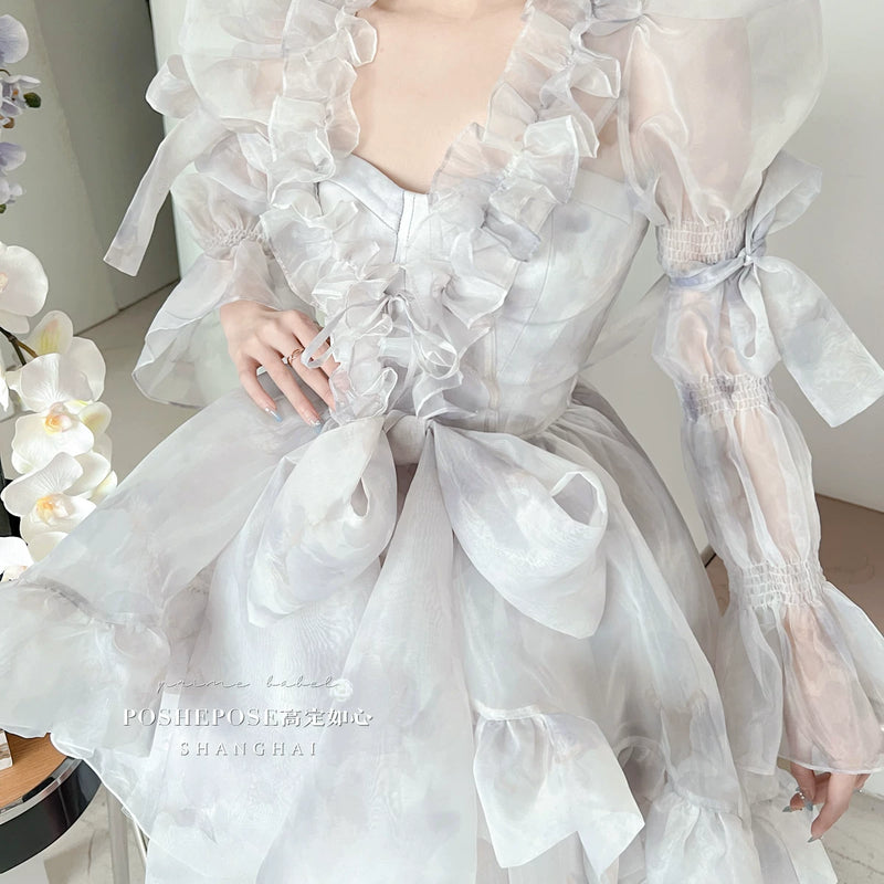 High-end custom-made iris heart thoughts·her lifelong dream jade smoky purple birthday dress