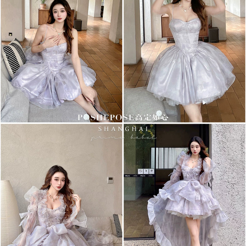 High-end custom-made iris heart thoughts·her lifelong dream jade smoky purple birthday dress