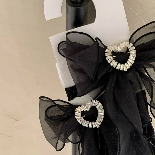 Fashion niche, spring medium tube beads love bow vertical rhinestone cute girl sweet beautiful woman socks