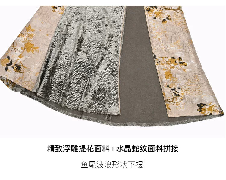 Chinese buckle slim-fitting fishtail long slit cheongsam dress Christmas