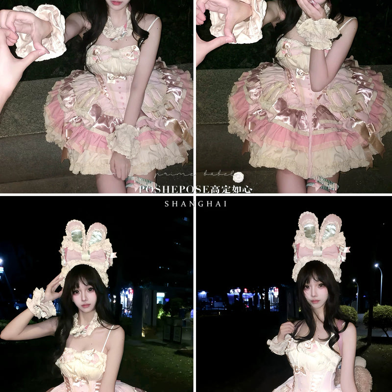 【ribbon dance】reborn edition 【pink bunny】pink cos christmas, halloween princess dress