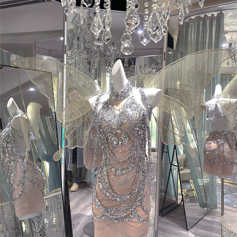 Handmade personalized rhinestone birthday elegant socialite halterbackless taylor swift same style dress