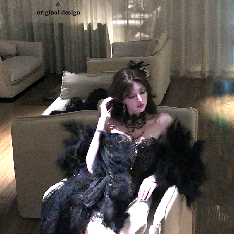 Heavy industry lace waist dress, sexy tube top long dress, more skirts for women