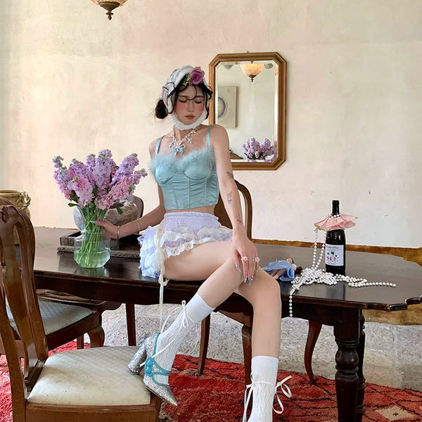 Fashion niche bow cross strap jk ballet white sweet leggings summer mary jean socks