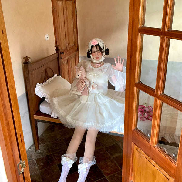 Fashion niche Japanese college style lace lace knee socks women's rhinestone elastic long tube calf net socks