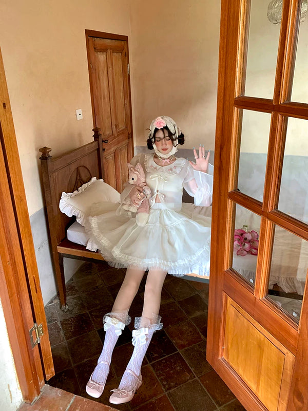 Fashion niche Japanese college style lace lace knee socks women's rhinestone elastic long tube calf net socks