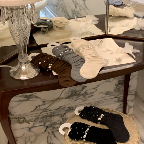 Fashion niche autumn and winter unlimited hoarding/knee stacking socks women's thickened warm half-length stockings knee pads