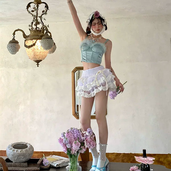 Fashion niche, handmade original luxury exaggerated rhinestone thin vertical strip ballet calf socks middle tube