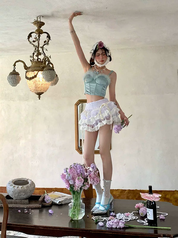 Fashion niche, handmade original luxury exaggerated rhinestone thin vertical strip ballet calf socks middle tube