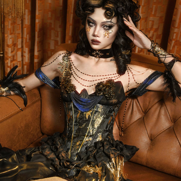 Collection of heavy industry niche gilt corset fishbone corset dress christmas