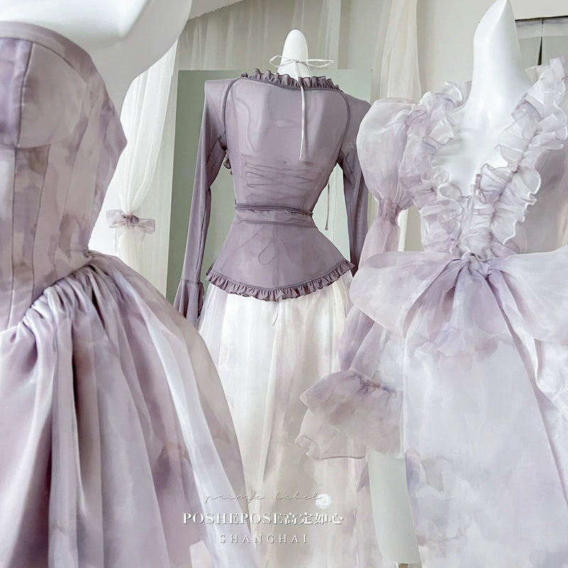 High-end custom-made iris heart thoughts·her lifelong dream jade smoky purple birthday dress