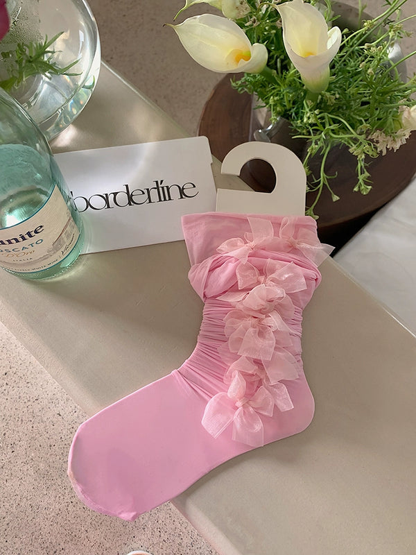 Fashion niche girl heart bow knee socks college style girl Lolita college style stockings princess