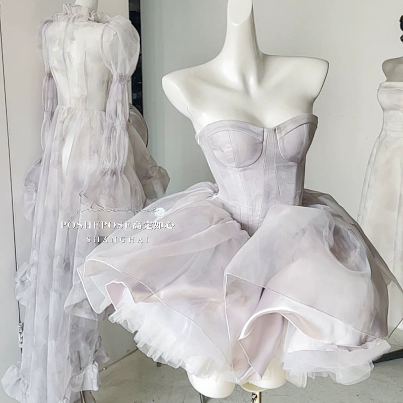 High-end custom-made iris heart thoughts·her lifelong dream jade smoky purple birthday dress