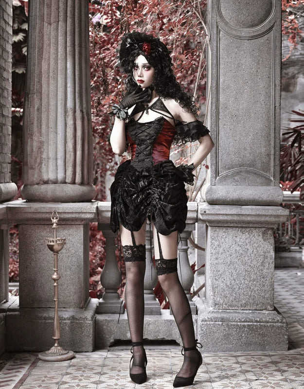 Duchess gothic spiderweb heavy industry court slimming strap dress christmas