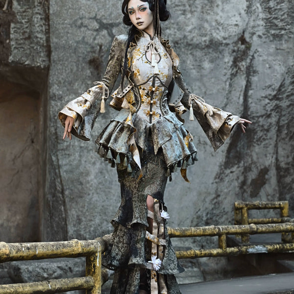 Spring Dragon Festival New Chinese-style disc buckle slim fish bone elastic waist girdle waist seal Christmas