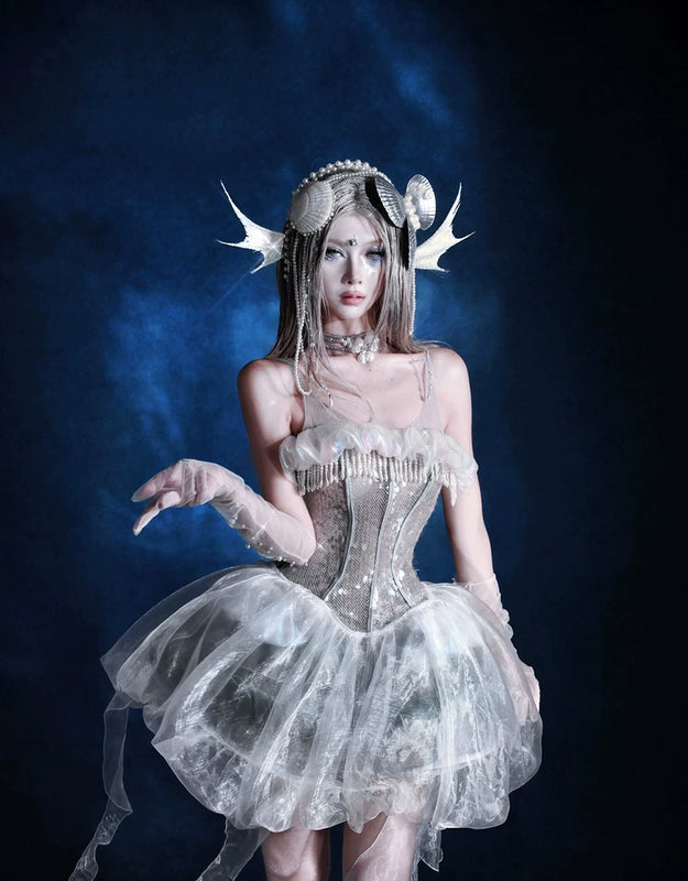 Heavy Industry Sequins Polarized Fishbone Jellyfish Holiday Dress Christmas