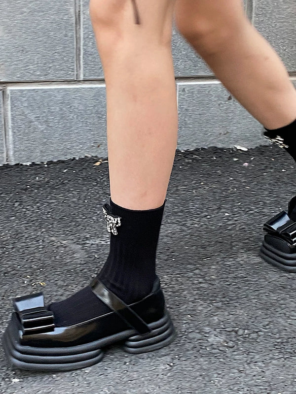 Collection grade! Exquisite full score, original designer fashion handmade bow bead socks calf socks