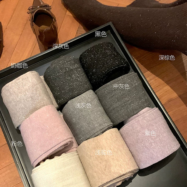 Fashion Brown Maillard Pantyhose Women's Spring and Autumn Retro Water Ripple Bright Silk Gray Leggings