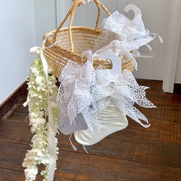 Fashion niche design big bow lace lolita medium tube socks lolita princess style Japanese jk socks