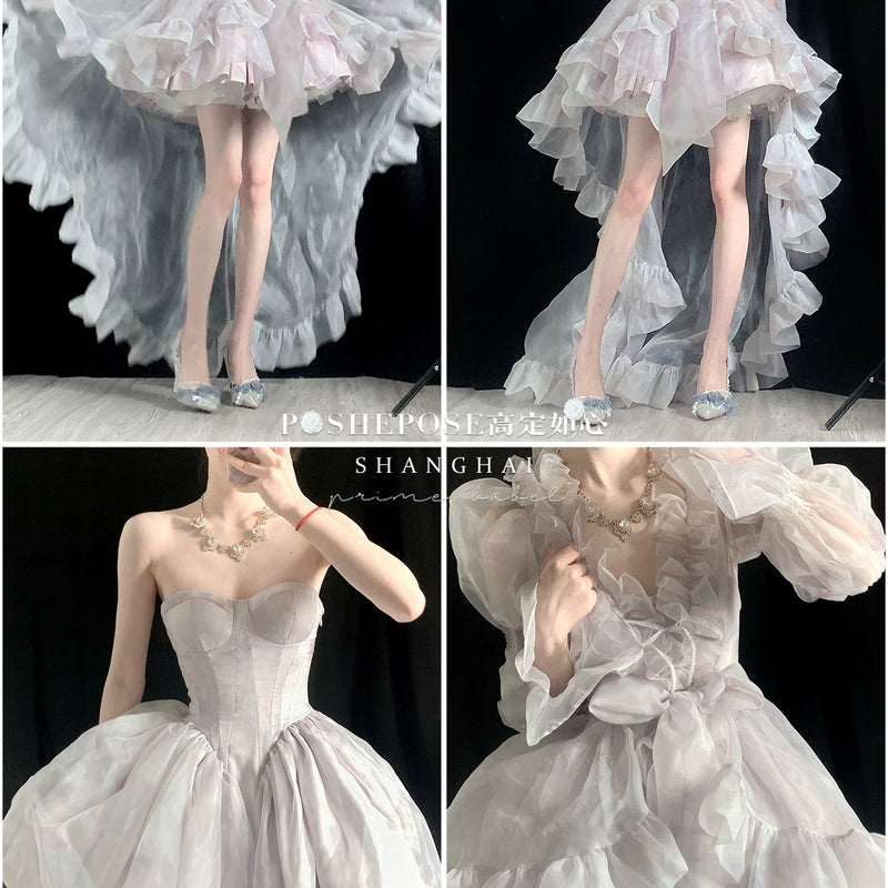 High-end custom-made iris heart thoughts·her lifelong dream jade smoky purple birthday dress