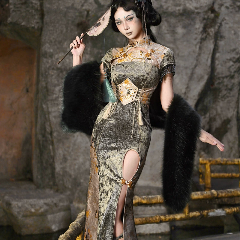 New chinese style tassel jacquard tassel scale pattern waist girdle christmas