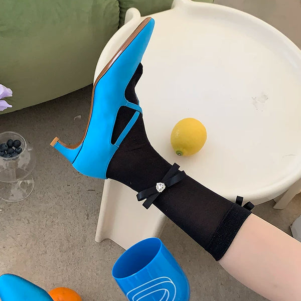 Fashion original design, spring socks aurora bow love diamond sweet girl college style white