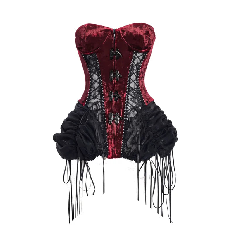 Original ◆ Hell goth heavy industry fishbone strap birdcage corset halloween