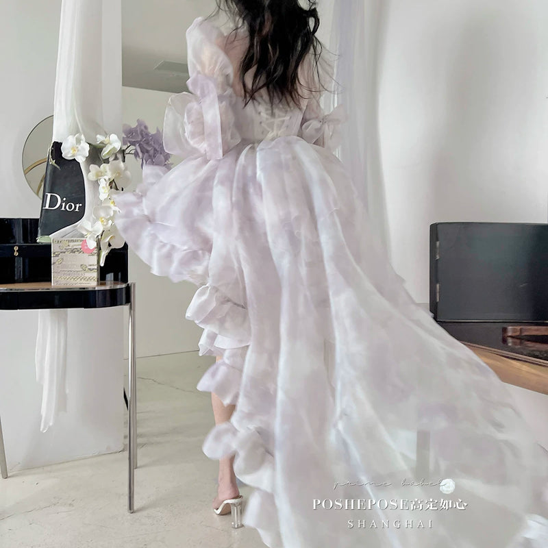 High-end custom-made iris heart thoughts·her lifelong dream jade smoky purple birthday dress